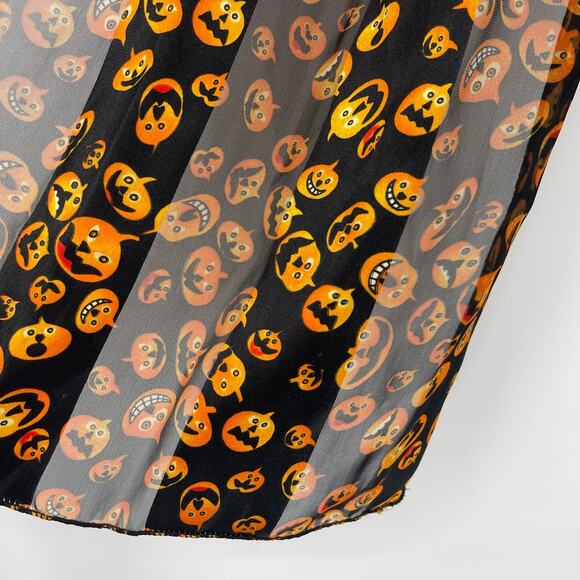 Classic Halloween Pumpkin Face Scarf Black Orange Traditional Spooky Witchcore - Picture 3 of 15